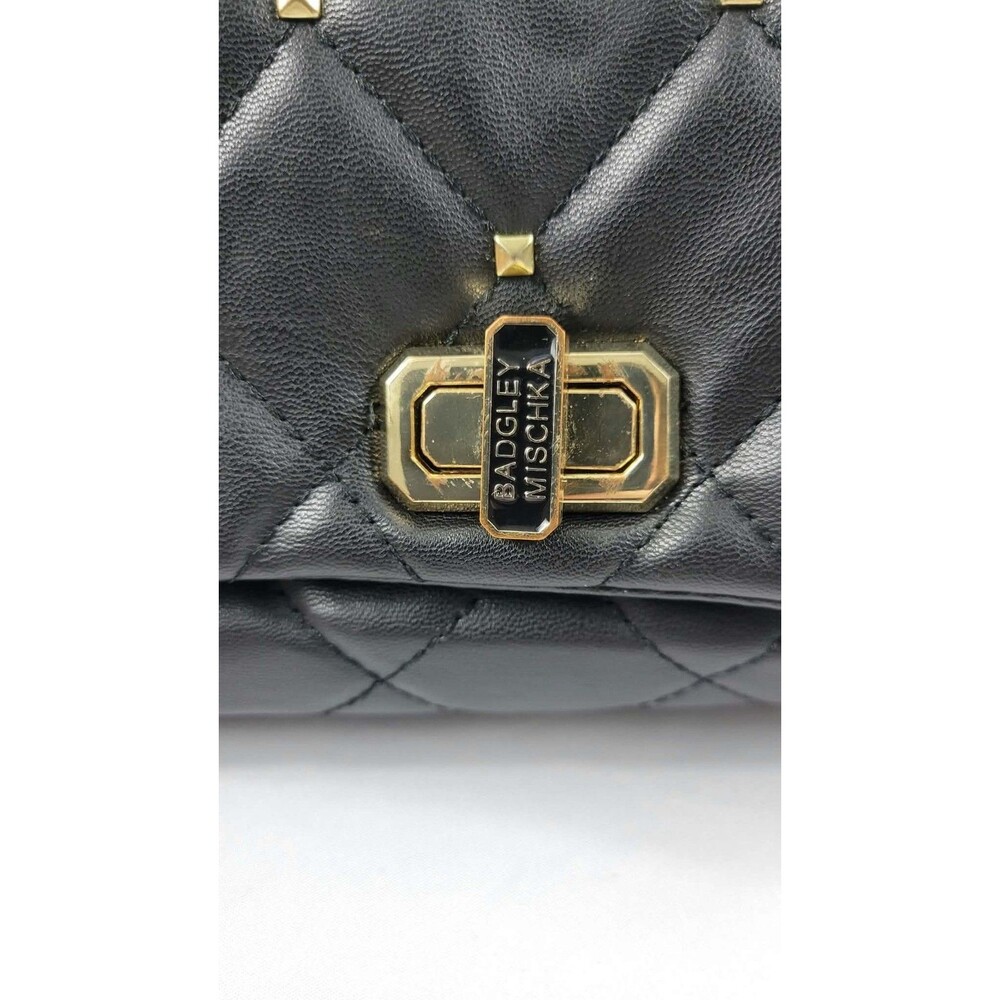 Badgley Mischka Black Quilted Crossbody Studded Bag